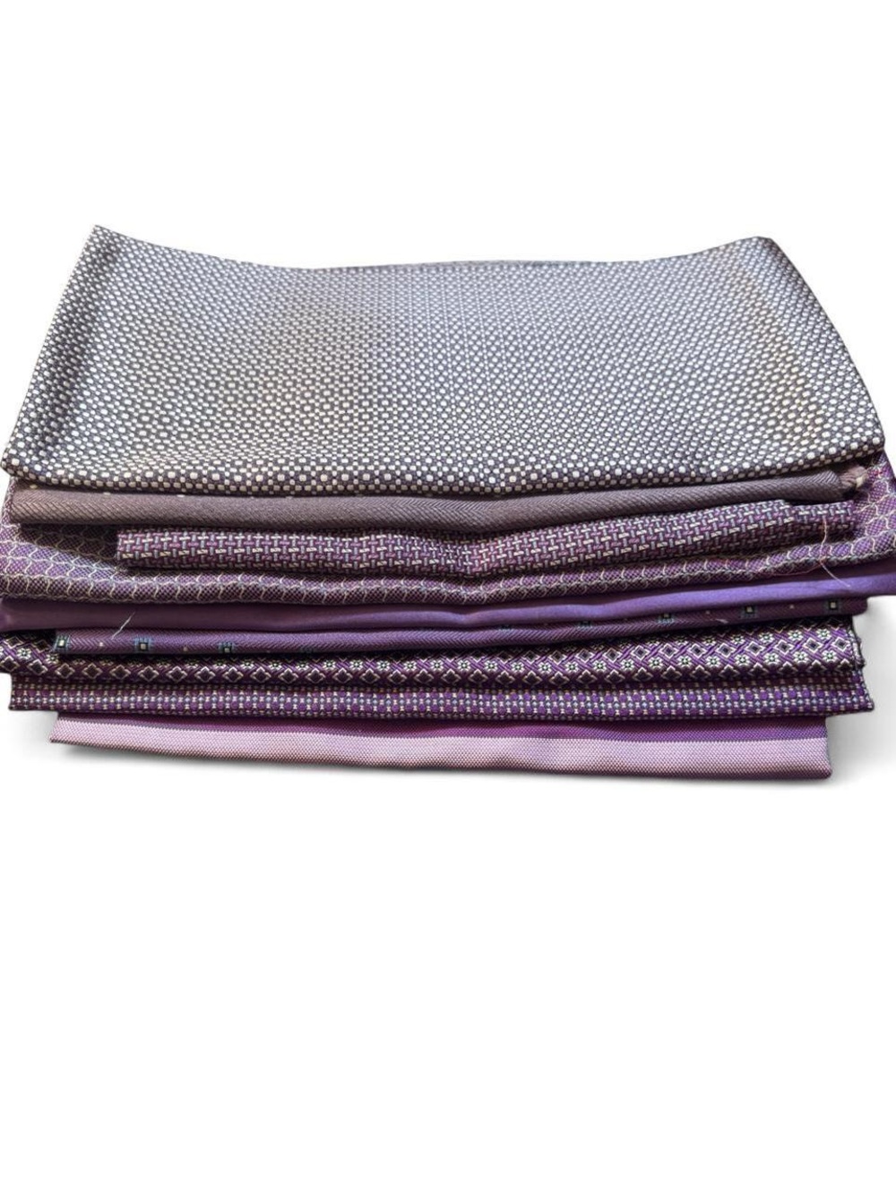 9pc bundle lot purple aubergine 100% Italian silk fabric remnants